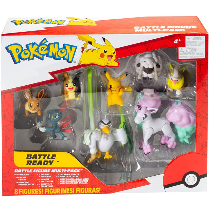 Pokémon Battle Ready W7 8 Figure Set - Generation 8 - Innehåller Pikachu, Eevee, Wooloo, Sneasel, Yamper, Ponyta, Sirfetch'd & Morpeko - Från 4 år och uppåt.