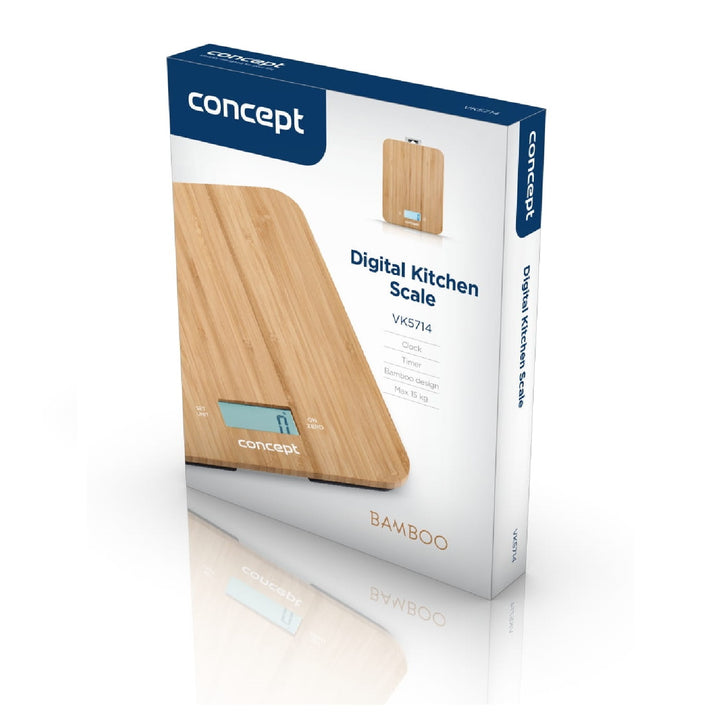 Concept VK5713 Digital köksvåg - Bamboo - 15kg Klock Timer Bamboo Design max. 15kg med hängande krok