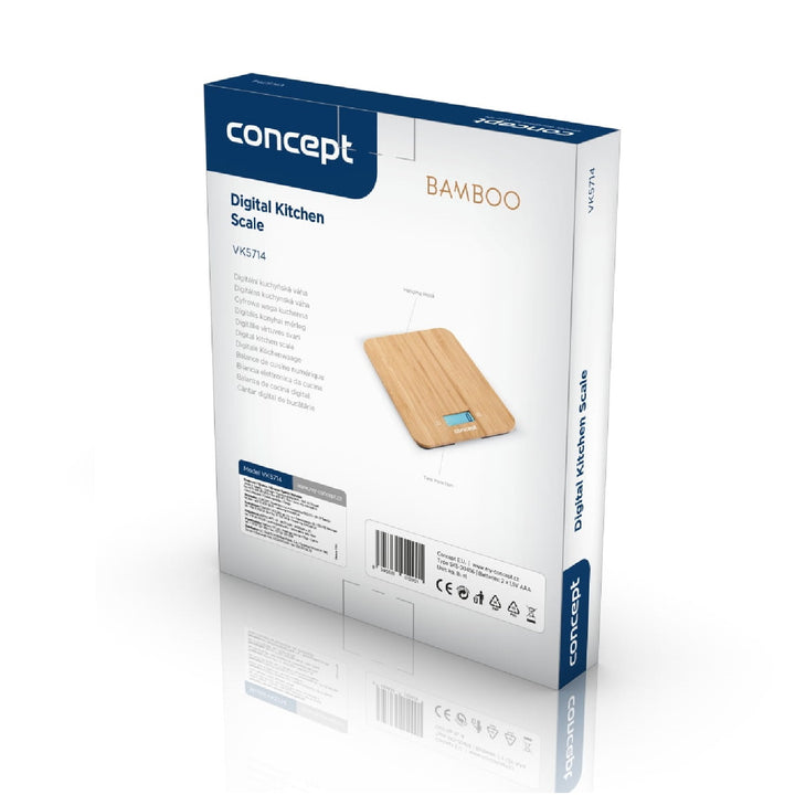Concept VK5713 Digital köksvåg - Bamboo - 15kg Klock Timer Bamboo Design max. 15kg med hängande krok