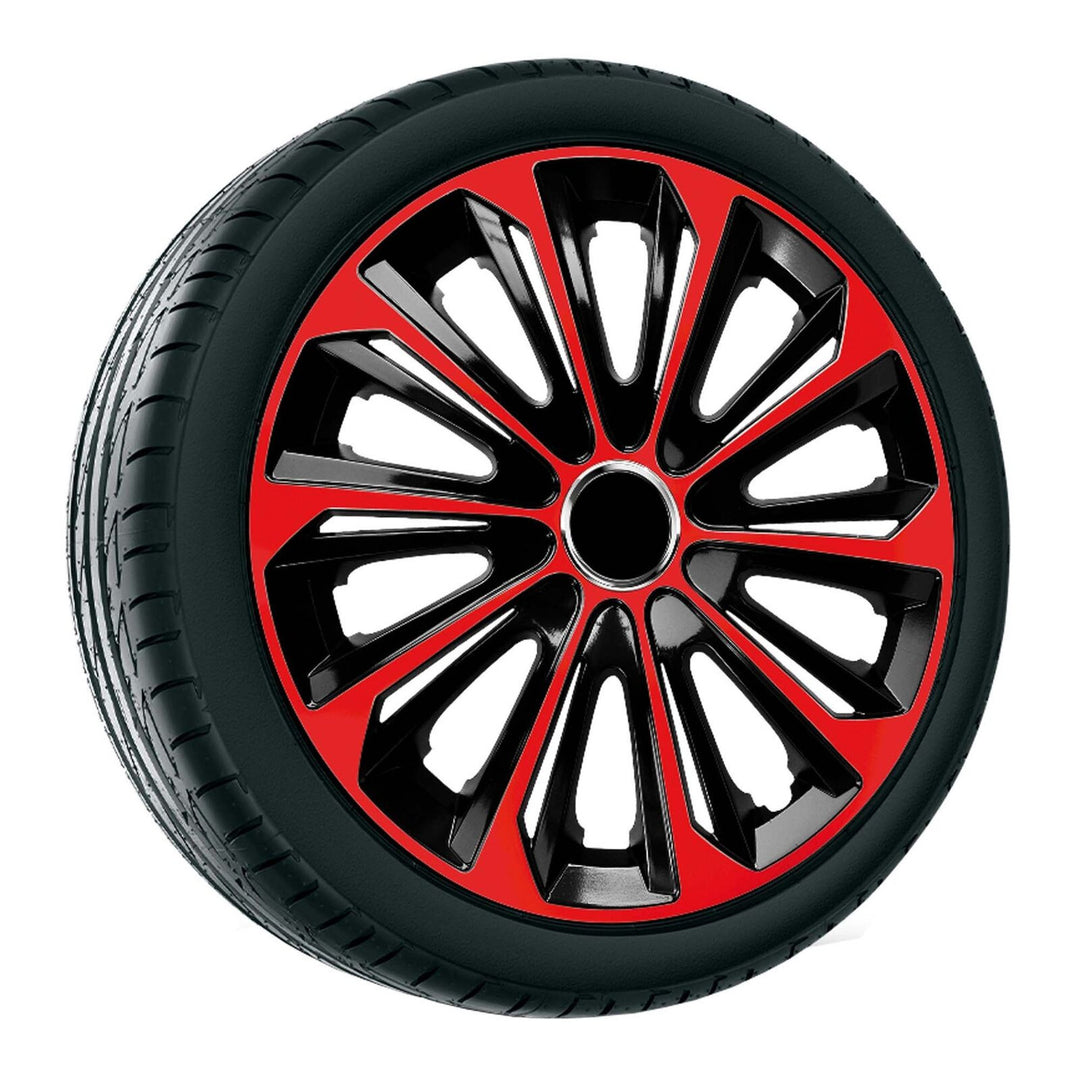 NRM EXTRA STRONG RED BLACK 15'' navkapslar röd-svart 4 stycken