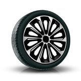 NRM 15" EXTRA STRONG SILVER BLACK silver/svart navkapslar 4 st.