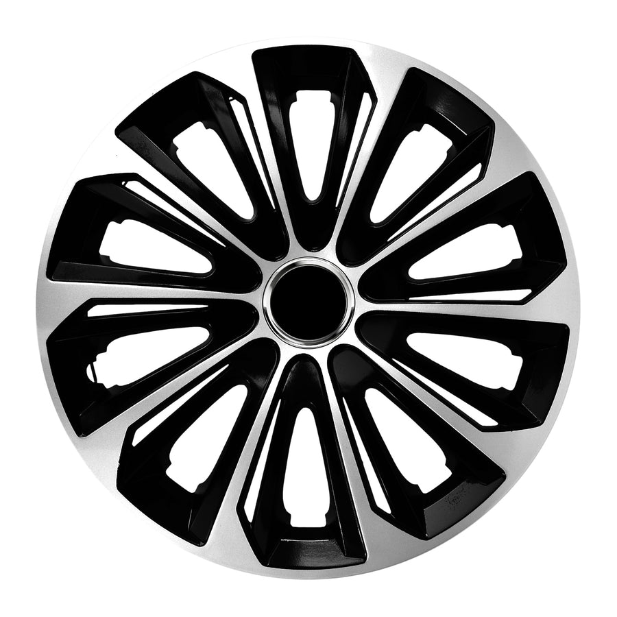 NRM 15" EXTRA STRONG SILVER BLACK silver/svart navkapslar 4 st.