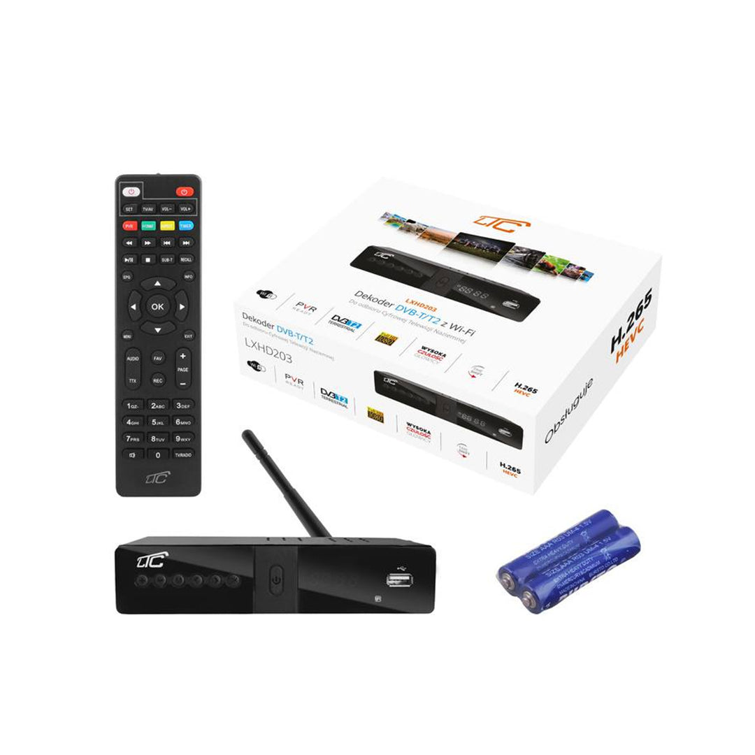 LTC HD203 Tuner Digital Marksänd Avkodare Med Programmerbar Fjärrkontroll DVB-T2/HEVC H.265 WiFi MPEG-4 E-AC-3 USB WI-FI HDMI PVR