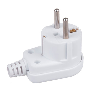Maclean MCE330 Plugg Med Skyddskontakt Uni-Schuko Vinklad Plugg Med Jord Unischuko Universal Schuko Plug 16A 250V Vit Plast