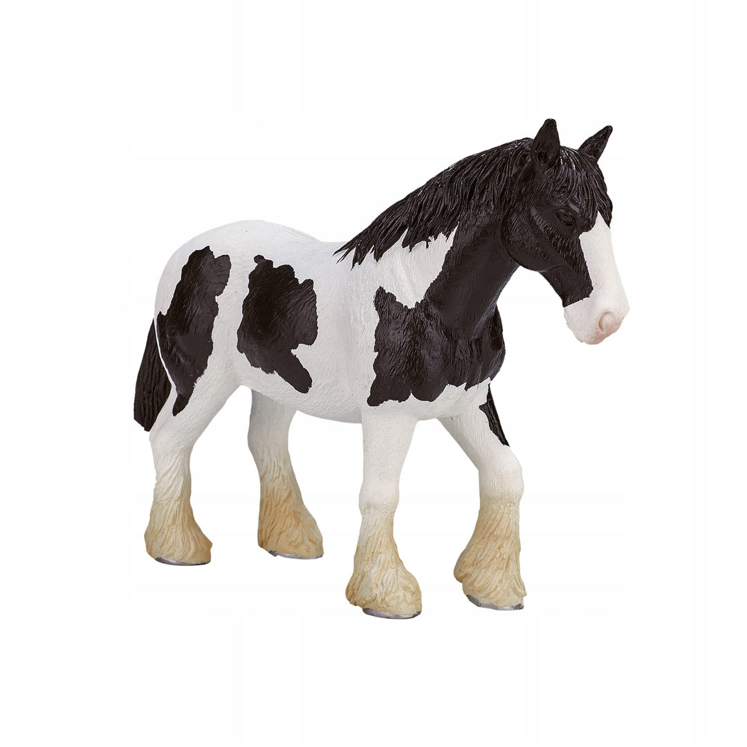 Figurina Armasar Clydesdale Alb-Negru, Animal Planet, 15 cm x 4 cm x 10,5 cm