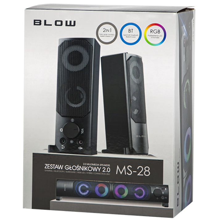 2 i 1 Bluetooth-Högtalare 2.0 PC-Högtalare Med Soundbar-Funktion LED RGB-Bakgrundsbelysning Stereohögtalare 2x3W RMS 2x2" AUX 3,5 mm USB-Strömförsörjning