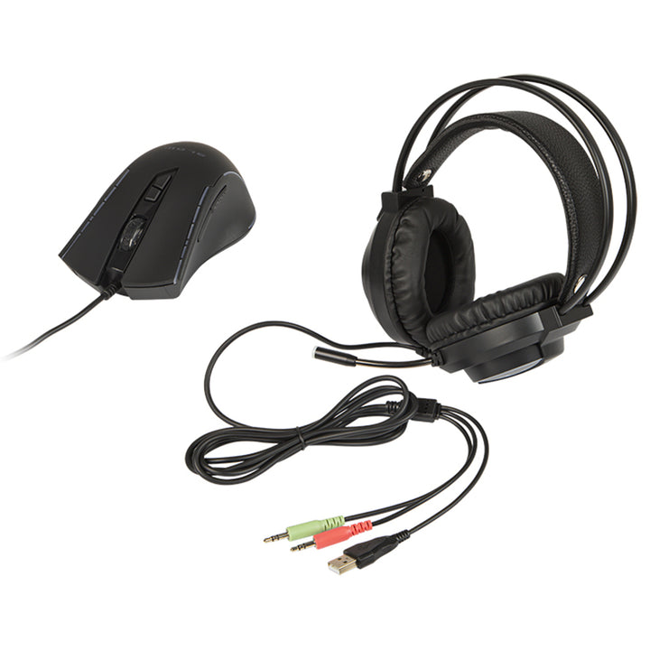 3 i 1 Gaming Set Mus QWERTY Tangentbord Och Hörlurar Med Bakgrundsbelysning 2400 DPI Gamer Mouse Gaming Headset Svart