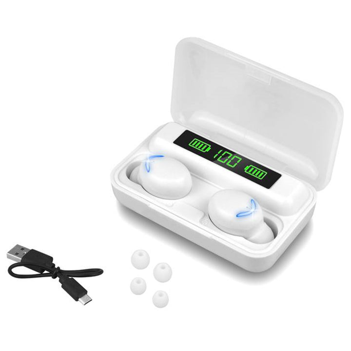 LXAS34 TWS Bluetooth In-Ear-Hörlurar Med 2000 mAh Laddningsstation Power Bank Trådlösa Hörlurar true Wireless Stereo Bluetooth 5.1 (Vit)