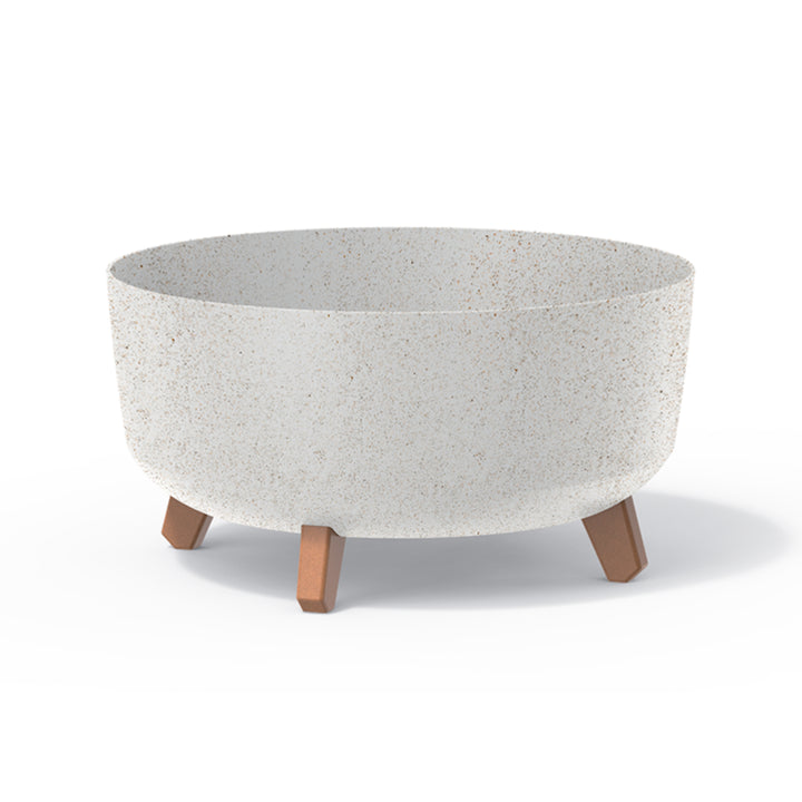 Low Eco Wood Blomkruka Med Avtagbara Ben Inkl. Insats För Inomhus- Och Utomhusbruk Plast UV-Beständig (380mm, ECO Vit)