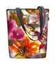 Canvas shoulder bag, zip fastening, dimensions 36x40cm, Garden print pattern