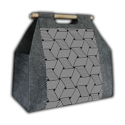 Rektangulär vedväska med bärhandtag, modell: Cube