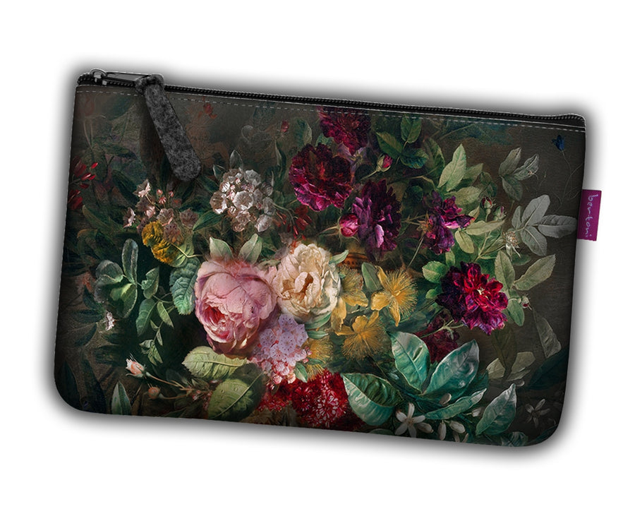 Filtväska Organiser Toalettartiklar väska med dragkedja Kosmetisk väska för smink Organiser Bouquet av blommor