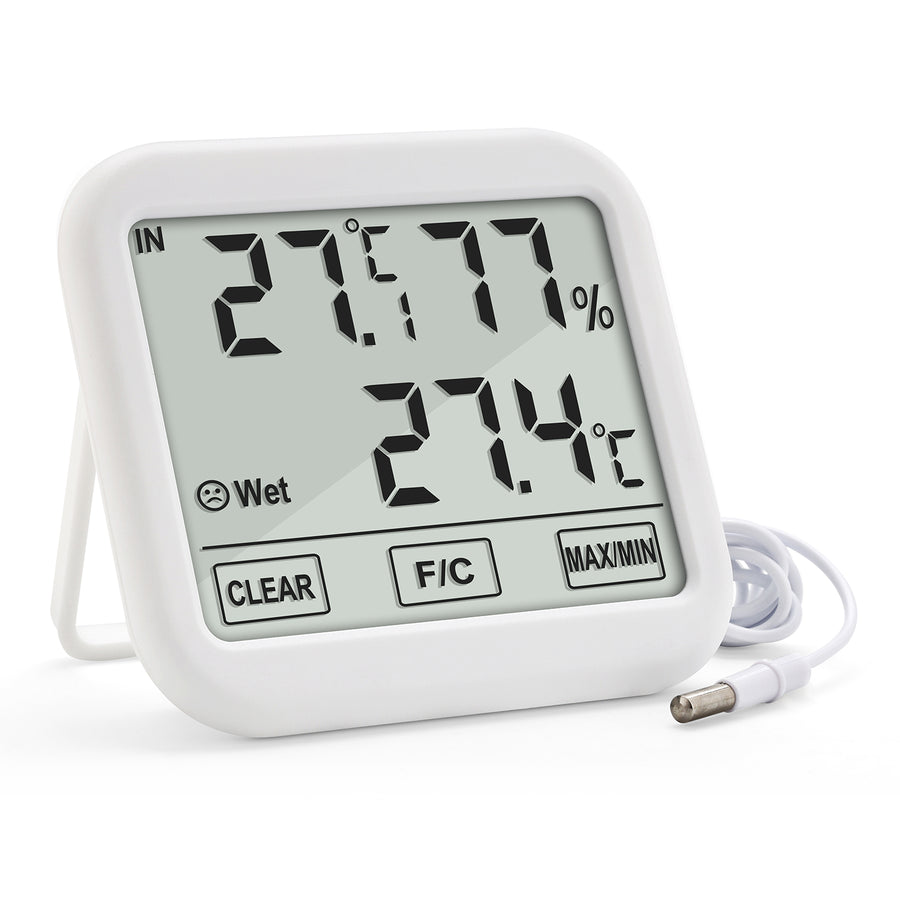 Green Blue GB381 Väderstation Med Extern Sond 1,5 m Kabellängd Bekväm Display Termometer Hygrometer Luftfuktighetsmätning Inomhus Och Utomhus