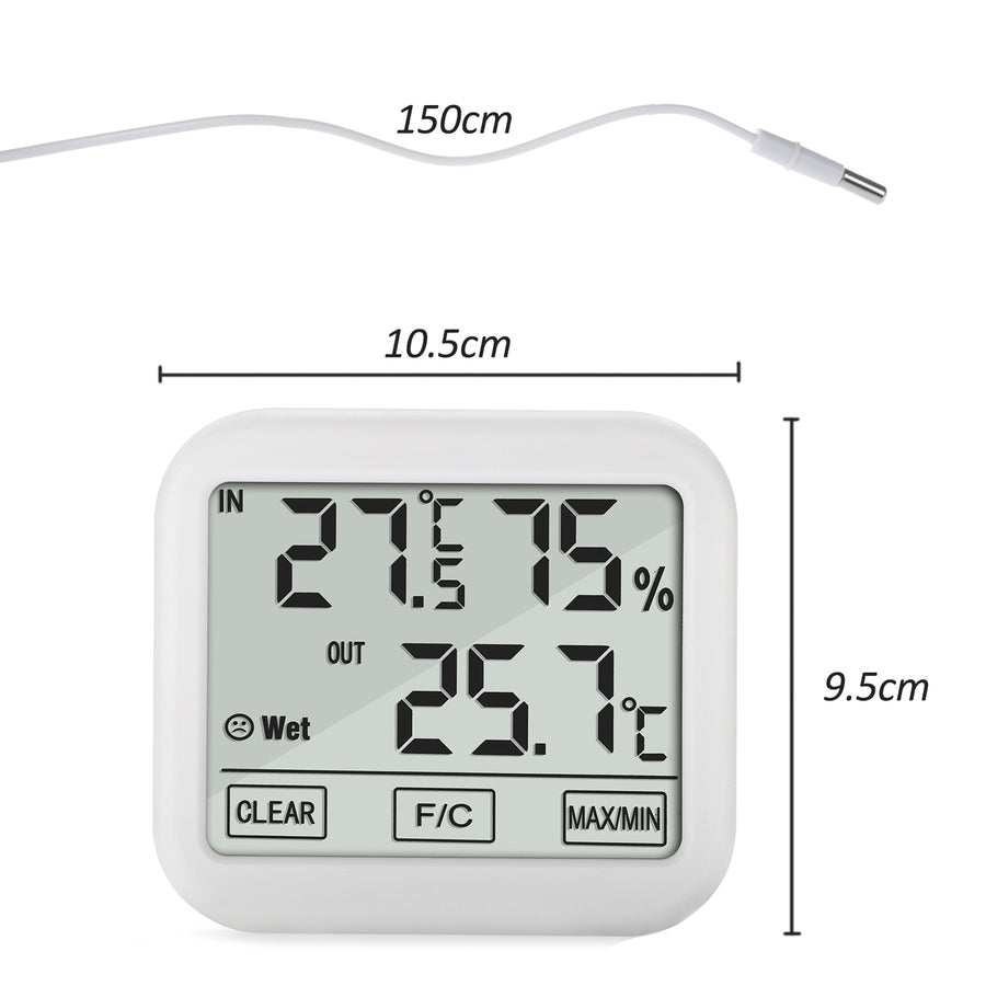 Green Blue GB381 Väderstation Med Extern Sond 1,5 m Kabellängd Bekväm Display Termometer Hygrometer Luftfuktighetsmätning Inomhus Och Utomhus