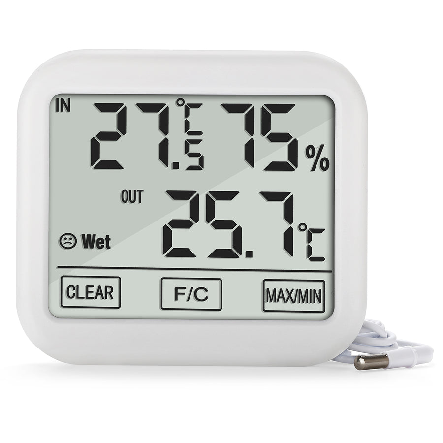 Green Blue GB381 Väderstation Med Extern Sond 1,5 m Kabellängd Bekväm Display Termometer Hygrometer Luftfuktighetsmätning Inomhus Och Utomhus
