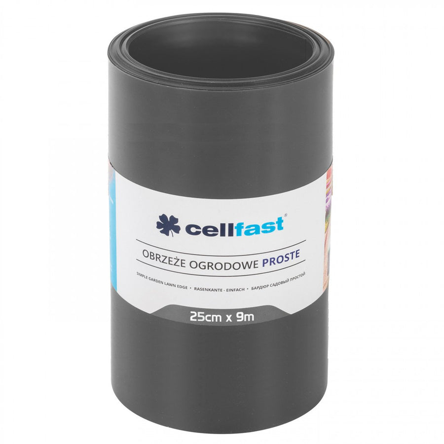 Trädgårdskanter raka 25cm x 9m Cellfast - grafitfärg