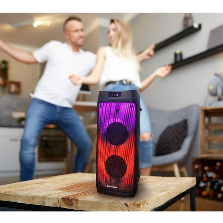 PartyBox Bärbar Bluetooth-högtalare med karaokefunktion Gitarringång TWS Radio AUX USB microSD Fjärrkontroll Disco LED-belysning