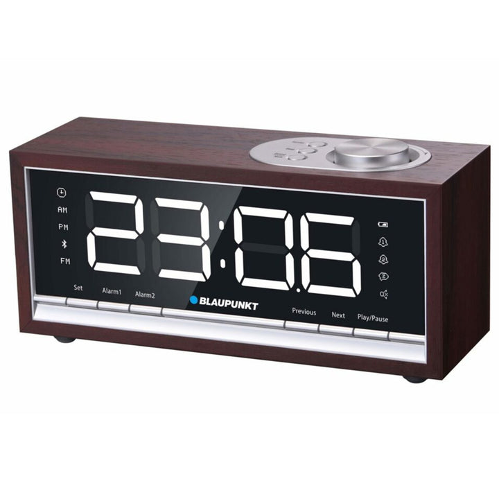 Radioväckarklocka med Bluetooth-klockradio FM PLL-radio med 60 stationsminne Dubbelalarm Snooze-funktion LED-display