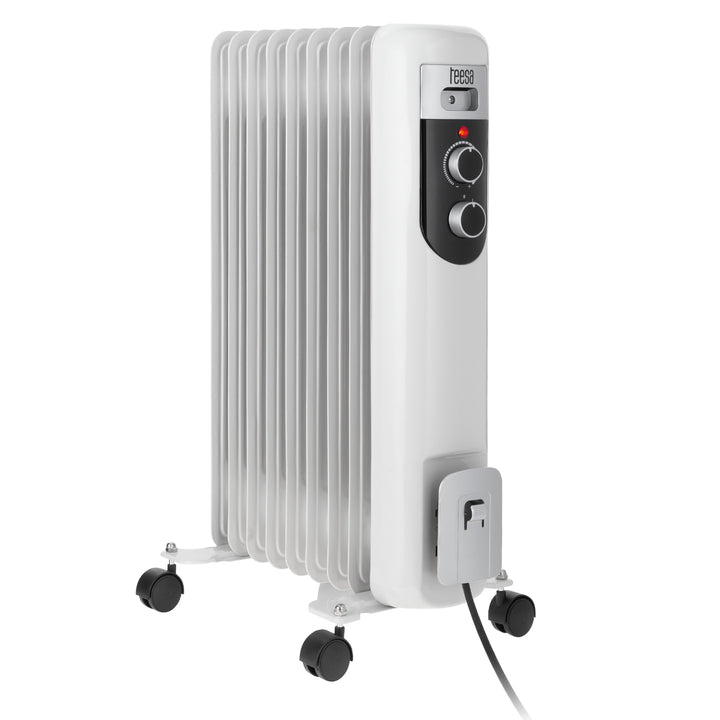 Tessa TSA8036 Elektrisk Oljeradiator 2000 W (9 Lameller) Radiator Med Termostat 3 Värmeinställningar Vit