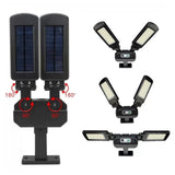 Maclean MCE447 Solcellsgatlampa Med Rörelse- Och Skymningssensor IP54 5W 2x 450 Lumen 6500K Två Ljuskällor Fjärrkontroll Solcellslampa Utomhusvägglampa Utomhusbelysning 3 Ljuslägen