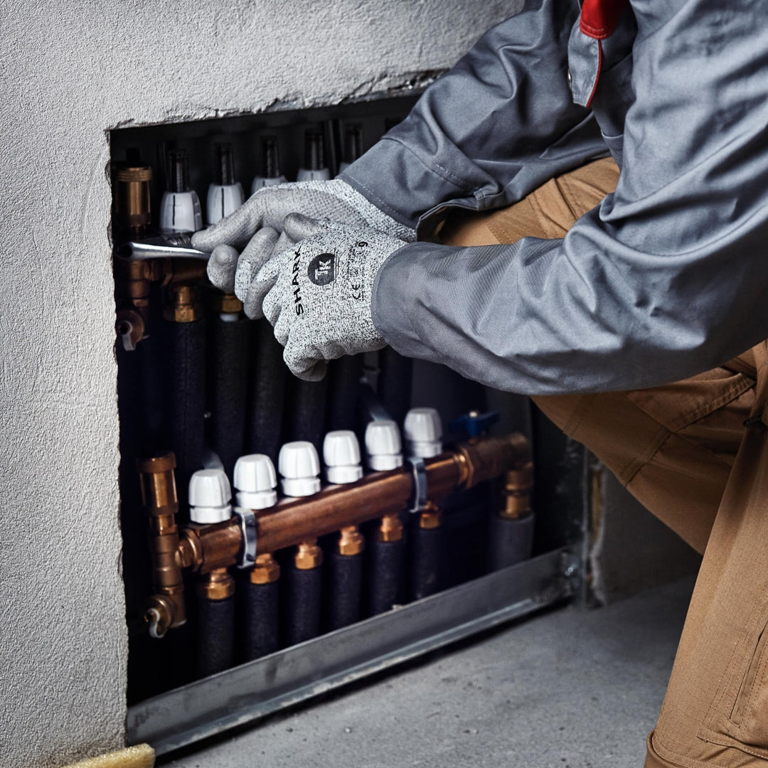 12 Par Arbetshandskar Skyddsset Andningsbeständig UHPPE ISO, CE PSA CAT II, EN 420, EN 388 (4543C) Storlek 8 (12 par)