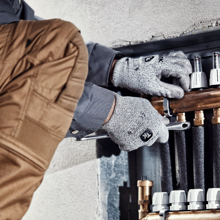 12 Par Arbetshandskar Skyddsset Andningsbeständig UHPPE ISO, CE PSA CAT II, EN 420, EN 388 (4543C) Storlek 8 (12 par)