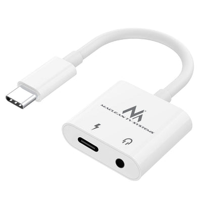 Maclean MCTV-848 2-i-1 USB Typ-C till 3,5 mm-Jackadapter Och PD-Laddningsadapter Adapter Till Hörlursuttag Kabel Minijack USB-C-Kontakt Snabbladdning Kompatibel Med Samsung Huawei etc.