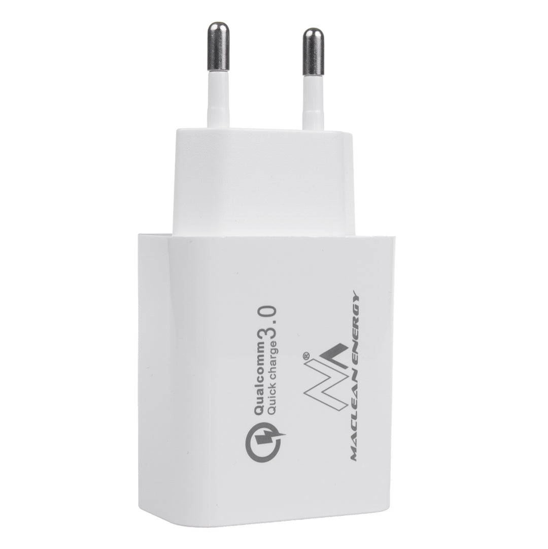 Maclean MCE485 W 20W Nätladdare PD Power Delivery Qualcomm Quick Charge, QC 3.0, 5V3A/9V2.22A/12V1.67A, Vit, MCE485W