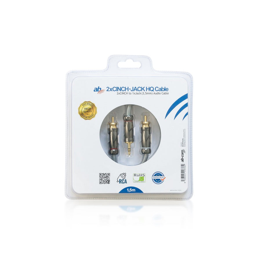 Anslutningskabel AB HQ Jack 3,5 mm - 2x RCA CINCH 1,5 m - Hög Prestanda