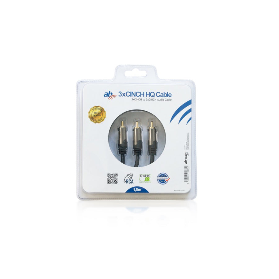 CINCH 3x RCA - 3x RCA 1,5 m AB-COM HQ Högkvalitativ Kabel