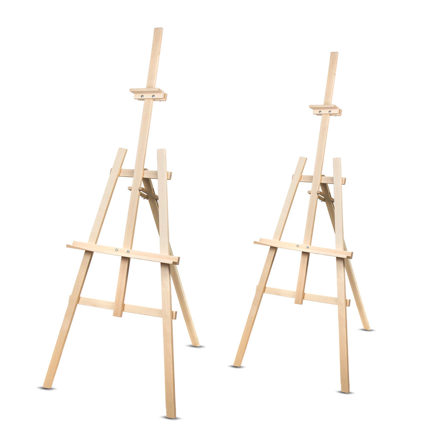 Woodok Set Med 2 Målarstafier 150cm Kraftig Bokträ Naturligt Ekologiskt Trä / För Vuxna, Barn Och Professionella Konstnärer Hopfällbar