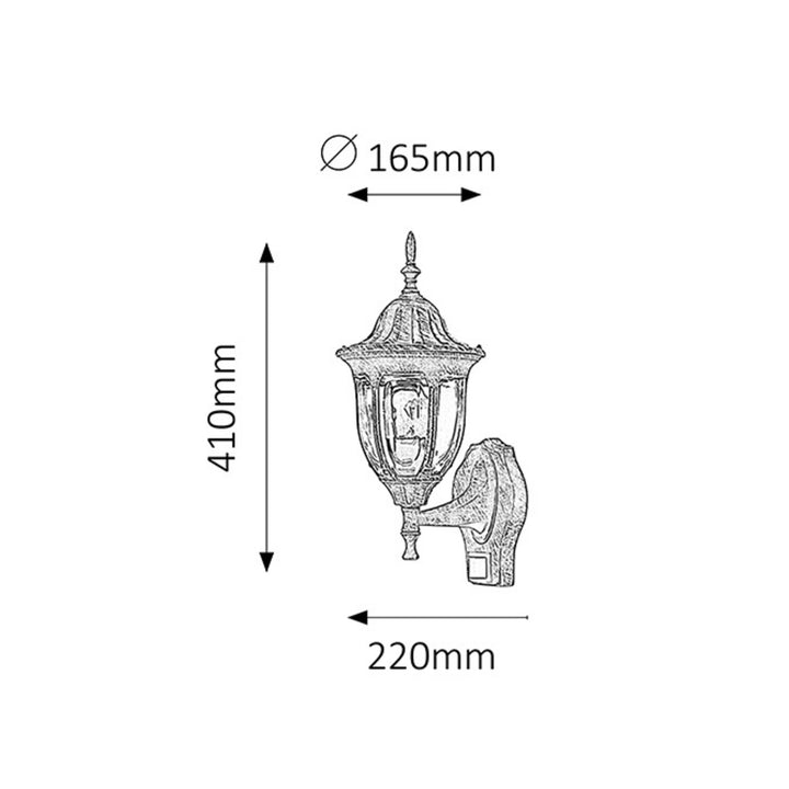 Rabalux 8370 Milano Ytomhus Trädgård Vägglampa Upp 60Wa. Gold IP43