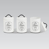 Maestro MR-1771-3CS Paris Set Med 3 Förvaringsburkar Metall Förvaringsburk Socker Kaffe Te Köksbehållare 3x Ø11,3 x 18,5 cm Vit/Svart