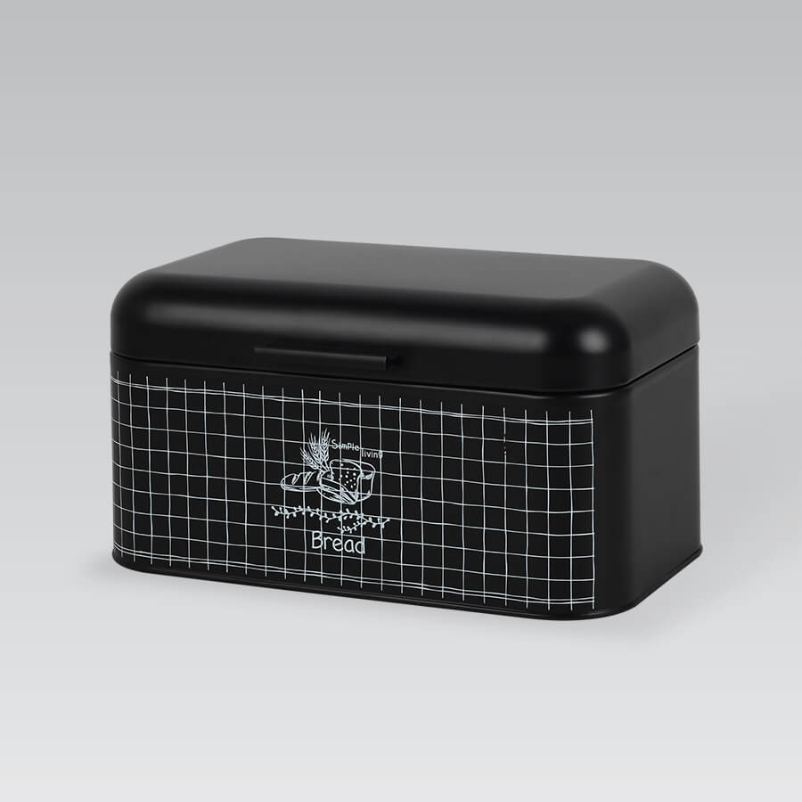 Maestro MR-1774-S Brödbehållare Med Lock 30x20x15,7 cm Stål Svart