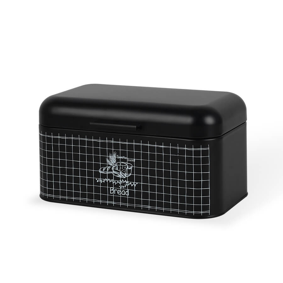 Maestro MR-1774-S Brödbehållare Med Lock 30x20x15,7 cm Stål Svart