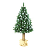 Diamant Konstgjord Tall Med Naturlig Stam 160cm Julgran Med Plastbotten Snöeffekt PVC-Dekoration Juldekoration