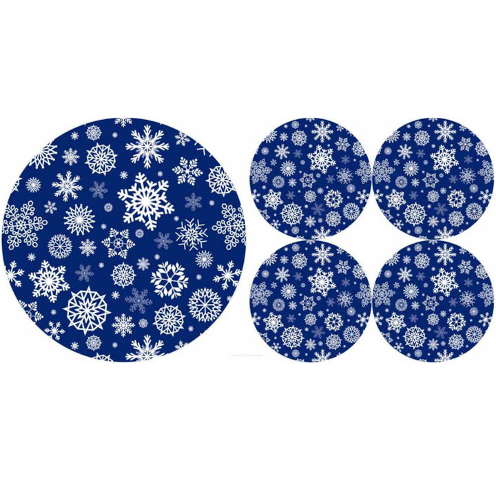 Set med runda bordsunderlägg i filt 1 + 4 - SNOW