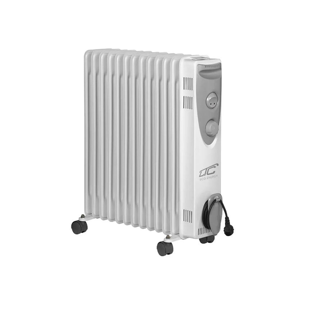 LTC LXUG13 Elektrisk Oljevärmare Radiator 13 Fenor 3 Värmenivåer 2500W Överhettningsskydd Termostat