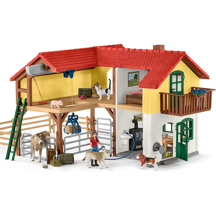 Schleich Schleich Large Farm House Lekset Med Tillbehör Stall Och Djur 42407