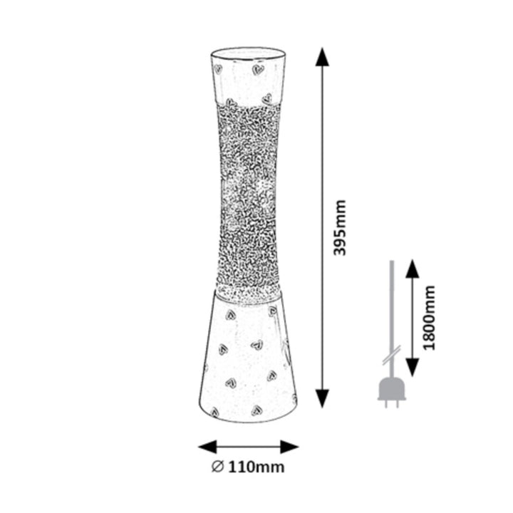 Rabalux Lavalampa MINKA Retrolampa Stämningsljus Glitterlampa Bordslampa Lavalampa Dekorativ Lampa