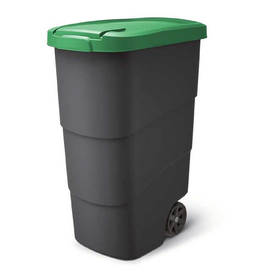 Prosperplast Wheeler 90 L Soptunna Med Hjul Och Lock Soptunna Stor Soptunna Universell Tunna Plast Grön