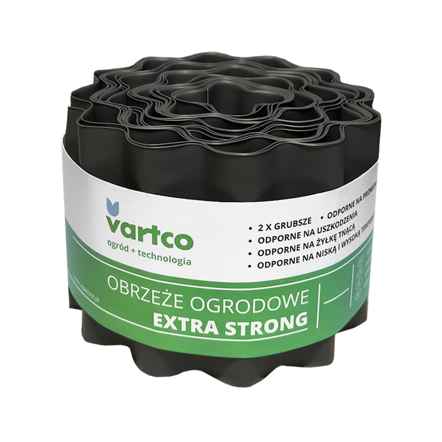 Vartco Extra Strong Gräsmattkant Trädgårdsstaket Vågig Bäddkant Klippkant Trädgårdspalisad Rotbarriär Plast Grafit 20cm x 9m