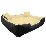 KingDog Ecco Hund- och Kattsäng Med Kudde Vattentät Nylon Hundkudde Hundkorg Husdjurssäng Tvättbar Vattentätt Material (Innermått: 40 x 30/Yttermått: 55 x 45 cm, Beige)
