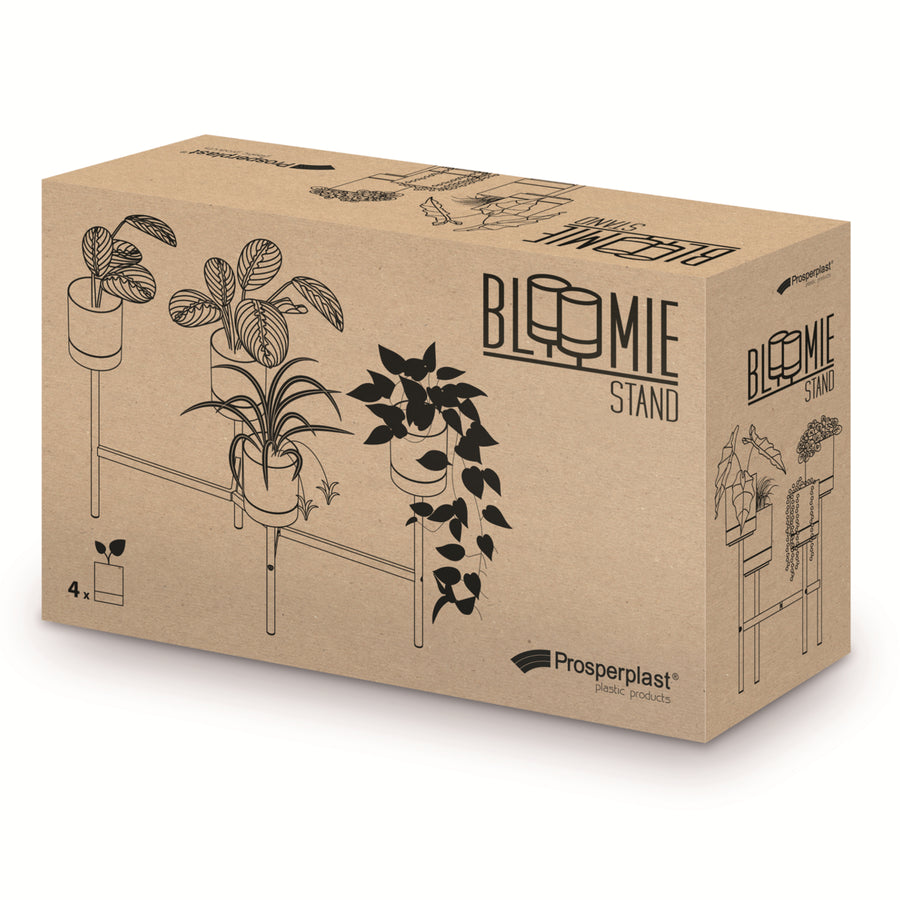 Prosperplast Bloomie Stand IKD4L-S449 Fyrbent Blomsterbädd Med Metallram - Krukväxtfärg Vit