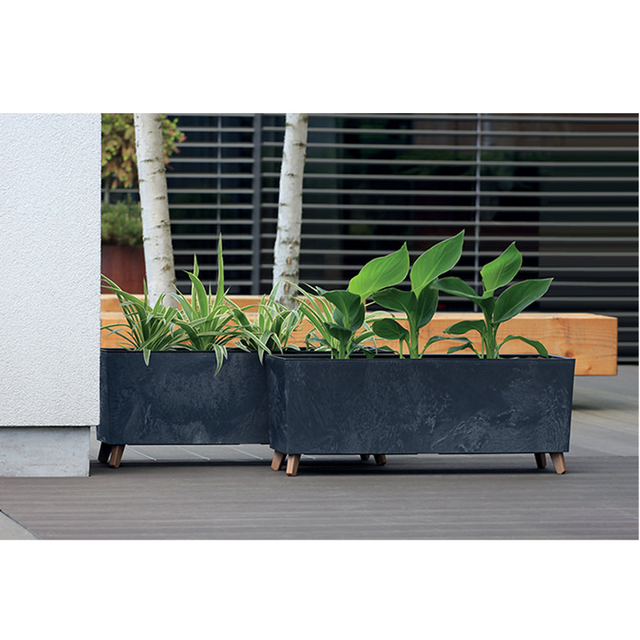 Prosperplast Urbi Case Urbi Case Concrete Effect N Flower Box Med Ben För Inomhus Och Utomhusbruk Rektangulär Blomkruka Inkl. Planter Plastic 770x235x300mm (Antracit)