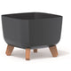 Prosperplast Gracia Square Blomkruka Med Avtagbara Ben Inkl. Insats För Inomhus Och Utomhusbruk Square Planter Plastic UV-beständig 24x24x18,7cm Antracit