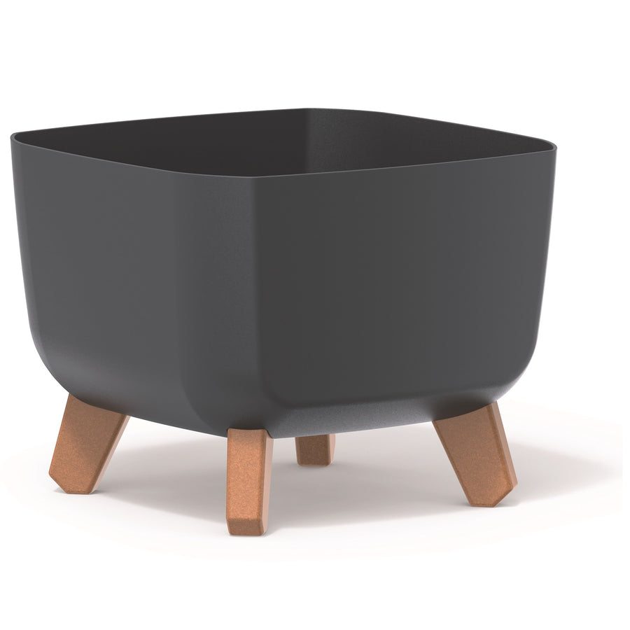Prosperplast Gracia Square Blomkruka Med Avtagbara Ben Inkl. Insats För Inomhus Och Utomhusbruk Square Planter Plastic UV-beständig 24x24x18,7cm Antracit