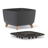 Prosperplast Gracia Square Flowerpot Med Avtagbara Ben Inkl. Insats För Inomhus- Och Utomhusbruk Square Planter Plastic UV-Beständig 39x39x27cm Antracit