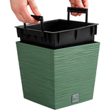 Prosperplast Furu Square Low Blomkruka Med Insats 24 x 24 x 23,5 cm Kapacitet 7,5L Jordnära Grön