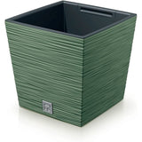 Prosperplast Furu Square Low Blomkruka Med Insats 24 x 24 x 23,5 cm Kapacitet 7,5L Jordnära Grön
